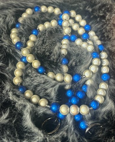 Handykette weiß /blau 10mm Magische Perlen 