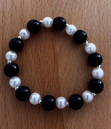 Armband Schwarz / weiß / silber  